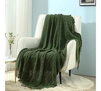 CREVENT - Manta Decorativa Tejida para el sofá, la Silla, la Cama o para Viajes, cálida, Ligera, Suave y cómoda, para Todas Las Estaciones, (127 X 152 cm, Color Verde)