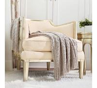 CREVENT - Manta Decorativa Tejida para el sofá, la Silla, la Cama o para Viajes, cálida, Ligera, Suave y cómoda, para Todas Las Estaciones, (127 X 152 cm, Color Beis/Caqui)