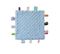 CREVENT Mantas de seguridad con etiqueta para bebés, suaves y pequeñas mantitas para niños, manta sensorial para bebés, gran regalo para cumpleaños y baby shower (24x24cm etiqueta azul)