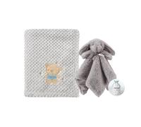 CREVENT Mantas suaves y acogedoras para bebés para niños y niñas + manta de seguridad, juego con una bolsa de regalo, artículos esenciales para recién nacidos (gris)
