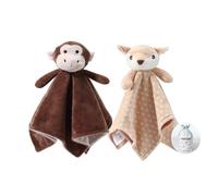 CREVENT - Mantita de apego, de felpa acogedora, para bebé, niñas y niños, cumpleaños (ciervo + mono)