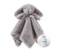 CREVENT Mantita de apego de felpa acogedora para bebé, niños y niñas, parte delantera de piel artificial + parte trasera de forro con cara de animal (conejito gris)