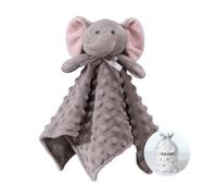 CREVENT Mantita de apego de Felpa acogedora para bebé, niños y niñas, Parte Delantera de Tela Minky de Lunares + Parte Trasera de Forro con Cara de Animal (Elefante Gris)