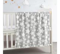 CREVENT Suave y cálida Manta de Forro Polar para niñas y niños, básicos para recién Nacidos, Regalo para Baby Shower - Gris Estrella 75X100cm