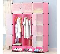 CREVICOSTA QUALITY MARK MARCAS DE CALIDAD - Armario Modular Fácil de Montar con Zapatero y Almacenamiento. 3 Columnas 4 Niveles (Rosa)