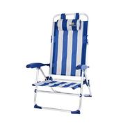 CREVICOSTA QUALITY MARK MARCAS DE CALIDAD - Bio 12009 Silla de Playa Plegable con reposabrazos y 9 Posiciones (Marinera)