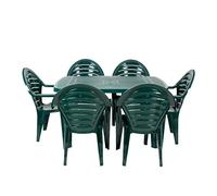 CREVICOSTA QUALITY MARK MARCAS DE CALIDAD - Conjunto Mesa Viana Rectangular + 6 sillas Ofir de Resina (Verde)