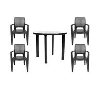CREVICOSTA QUALITY MARK MARCAS DE CALIDAD - Conjunto 4 Sillas Caribe + 1 Mesa Viana Redonda (Antracita).