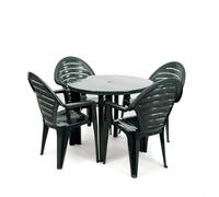 CREVICOSTA QUALITY MARK MARCAS DE CALIDAD - Conjunto Mesa Viana Redonda + 4 sillas Ofir de Resina (Verde)