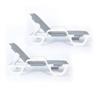 CREVICOSTA QUALITY MARK MARCAS DE CALIDAD - Lena - Lote de 2 Tumbonas de Resina para jardín y Piscina (Gris)