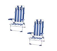 CREVICOSTA QUALITY MARK MARCAS DE CALIDAD - Lote de 2 Sillas Bio 12009. Sillas de Playa Plegable con reposabrazos y 9 Posiciones (Marinero)