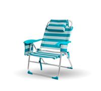 CREVICOSTA QUALITY MARK MARCAS DE CALIDAD - Nautilus 2108 - Silla de Playa Plegable con Nuevo cojín ergonómico y Nueva Nevera incorporada. 8 Posiciones (Aguamarina)