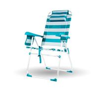 CREVICOSTA QUALITY MARK MARCAS DE CALIDAD - Palmera 2081-3 - Silla de Playa Plegable con reposabrazos 8 Posiciones. con Nuevo cojín ergonómico y Nueva Nevera incorporada. Textilene (Aguamarina)