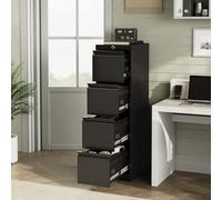 Crevyteg Archivador de metal negro de 4 cajones con cerradura, unidad de archivo vertical resistente para documentos carta/legal/A4/F4, almacenamiento seguro de oficina, requiere montaje, 52.4