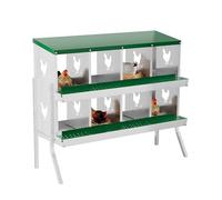 Crevyteg Caja de anidación de pollo, caja de metal de 2 niveles para poner huevos de gallina con techo inclinado resistente al agua, cajas de recogida de huevos de fácil limpieza para pollos, gallinas