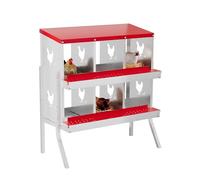 Crevyteg Caja de anidación de pollo, caja de metal de 2 niveles para poner huevos de gallina con techo inclinado resistente al agua, cajas de recogida de huevos de fácil limpieza para pollos, gallinas
