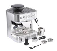 Crevyteg Máquina de café espresso, 15 bares de acero inoxidable, máquinas de café semiautomáticas con molinillo, espumador de leche, varita de vapor, bomba italiana y molinillo de café con tanque de