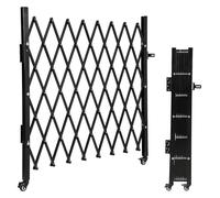 Crevyteg Puertas de seguridad plegables individuales, puerta de valla expandible con cerradura de 50 x 75 pulgadas, con ruedas giratorias de 360°, tijeras de seguridad para exteriores, puerta de acero