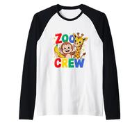 Crew Zoo - Camiseta divertida para niños, diseño de jirafa y mono Camiseta Manga Raglan