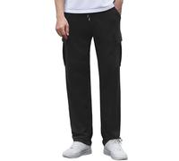 Crewhpo Pantalones de Chándal Hombre Algodón Cargo con Cordón y Bolsillos | Pierna Recta, Corte Holgado, Cintura Elástica, Tacto Suave, Tejido Flexible, Dobladillo Abierto, Uso Diario, Exterior, Relax