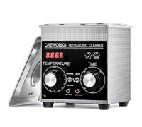 CREWORKS 1.3L Limpiador de Ultrasonidos con Temporizador y Calentador Limpiador Ultrasónico de Acero Inoxidabale Máquina de Ultrasonidos para Limpieza de Gafas/Joyas/Anillos (1,3 L)