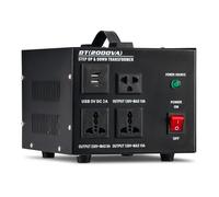 CREWORKS 2000W Transformador de Voltaje, Transformador 220V a 110V O 110V a 220V, Protección de Fusible Incorporada, Enchufe de UE a EE. UU. con Salida Universal y de EE. UU. Puertos USB de 5 V