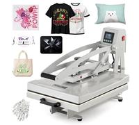 CREWORKS 50x40cm Máquina de Prensa de Calor Semiautomática Magnética, Prensa de Calor Apertura Automática, Planchas Sublimacion con Base Deslizable para Camisetas, Bolsas, Alfombrillas de Ratón, DIY