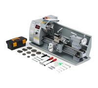 CREWORKS 750W Mini Torno de Metal, 210x400mm Torno para Metal de Sobremesa con Pantalla Digital, Máquina de Torno de Metal con Máx. Velocidad 2500RPM, Torno para Metal para Roscar, Tornear