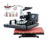 CREWORKS 8 en 1 Prensa de Calor 30X38CM con Pantalla LED Máquina de Sublimación Giratoria 360° Prensa Térmica para DIY Camisetas, Bolsas y Sombreros (30x38cm 8 en 1)