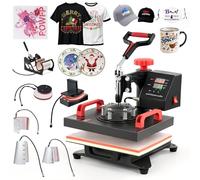 CREWORKS Prensa de Calor 30x23 cm, Maquina de Sublimacion 8 en 1 con Panel de Control Digital, Prensa de Calor Multifuncional con Giro de 360° para Camisetas, Tazas, Gorras, Platos y Más