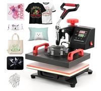 CREWORKS Prensa de Calor 30x25 cm, Maquina de Sublimacion con Panel de Control Digital, Prensa de Calor Multifuncional con Giro de 360° para Fundas de Almohada, Alfombrillas, Bolsas y Más