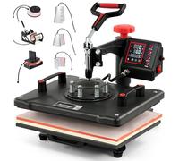 CREWORKS Prensa de Calor 38x30 cm, Maquina de Sublimacion 8 en 1 con Panel de Control Digital, Prensa de Calor Multifuncional con Giro de 360° para Camisetas, Tazas, Gorras, Platos y Más