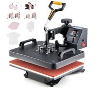 CREWORKS Prensa de Calor 38x30 cm, Maquina de Sublimacion 8 en 1 con Panel de Control Digital, Prensa de Calor Multifuncional con Tubos de Calefacción Dual para Tazas, Gorras, Platos y Más
