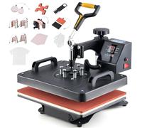 CREWORKS Prensa de Calor Multifuncional 38 x 30 cm, Maquina de Sublimación 11 en 1 con Panel de Control Digital para Camiseta, Taza, Sombrero, Zapato, Bolígrafo, Béisbol