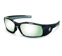 Crews SR117 Swagger Brash Look Polycarbonate Dual Lens Glasses with Polished Black Frame and Silver Mirror Lens by MCR Safety