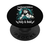 Creyente sin vergüenza Santo Cristiano Jesús Fe Romanos 1:16 PopSockets PopGrip Adhesivo