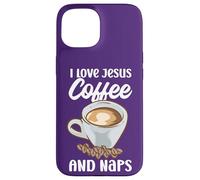 Creyentes I Love Jesus Coffee and Naps Cita Divertida Cristiana Carcasa para iPhone 15