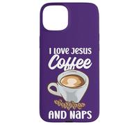 Creyentes I Love Jesus Coffee and Naps Cita Divertida Cristiana Carcasa para iPhone 15 Plus