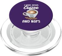 Creyentes I Love Jesus Coffee and Naps Cita Divertida Cristiana PopSockets PopGrip para MagSafe