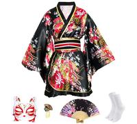 CRFASIBE 5 Piezas Kimono Mujer Corto, Estampado Floral Yukata Japonés