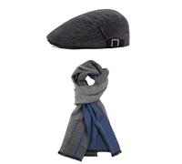 CRFASIBE Conjunto de Gorra y Bufanda para Hombre, Boinas Cuadros Vintage Beret Cap Newsboy Flat Cap, Caliente Bufanda con Borla, Accesorios Clásicos de Invierno, Regalo para Hombre(Estilo A)