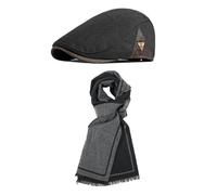 CRFASIBE Conjunto de Gorra y Bufanda para Hombre, Boinas Plana Ajustable Cabbie Gatsby Flat Cap, Caliente Bufanda con Borla, Moda Accesorios Clásicos de Invierno, Frío Regalo para Hombre(Estilo F)