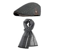 CRFASIBE Conjunto de Gorra y Bufanda para Hombre, Boinas Plana Ajustable Cabbie Gatsby Flat Cap, Caliente Bufanda con Borla, Moda Accesorios Clásicos de Invierno, Frío Regalo para Hombre(Estilo E)