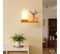 CRFASIBE Lámparas de Pared de Madera Rústico, Apliques de Pared in Vidrio, E27 Lámpara de Decoración Navideñas para Dormitorio,Salón,Baño,Pasillo,Loft (Estilo B)