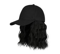 CRFFZ Peluca de pelo con gorra de béisbol con fibra sintética, estilo casual, gorra de béisbol a la moda para mujer adulta ajustable, Negro, Talla única