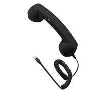 CRFFZ Receptor de teléfono ergonómico con cable para dispositivos tipo C, diseño retro con botón de respuesta física, portátil, para conversaciones claras, receptor retro