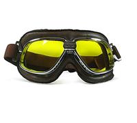 CRG Sports Vintage Aviator Pilot Style motocicleta Cruiser Scooter Goggle T11 - Parent (marco amarillo de la lente plateada)