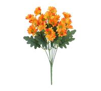 CRGANGZY Artificial Mums Outdoor Flowers, 5 Bundles Fake Potted Mums, Realistic Proof & Weatherproof Faux Plants, Lifelike Autumn Artificial Flowers for Patio Garden Porch Decoration