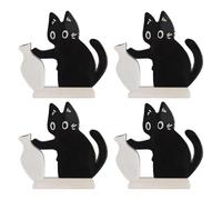 CRGANGZY Juego de 4 Vasos de Bigotes de Gato, Decoración con Gatos Negros para Neveras, Oficinas, Entradas, Armarios, Ideal para Flores y Bigotes, Magnetismo Decorativo para frigoríficos