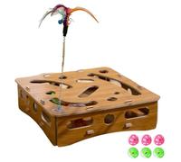 CRGANGZY Juguete Interactivo para Gato, Caja interactiva Tipo Rompecabezas para Que los Gatos arañen y jueguen a Cazar, Caja enriquecedora Tipo Rompecabezas para Gatos con 6 Pelotas y Plumas